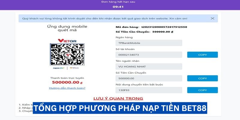 Tổng hợp phương thức nạp tiền BET88 nhanh và đơn giản